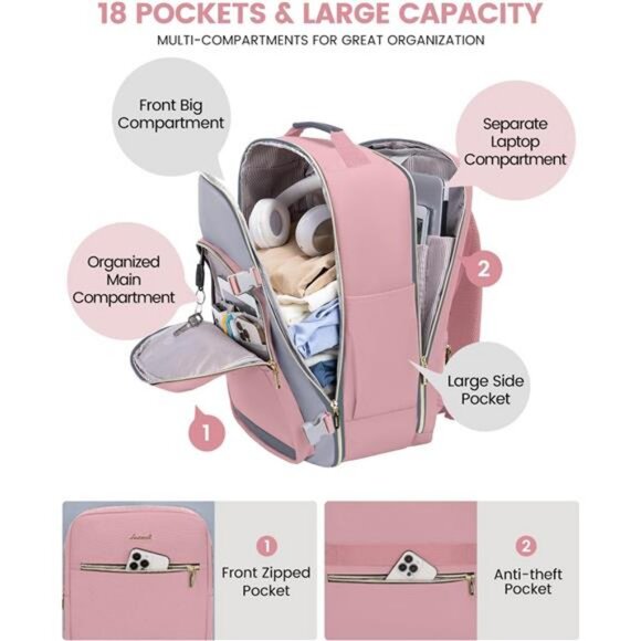 LOVEVOOK 40L Travel Backpack for Women, Large Carry on Backpack for Airplanes main image 5